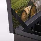 Doku ile Kuyruklu Sert Siyah Kağıt Karton Eklemeli 6 Şişe Şarap Ambalaj Kutusu